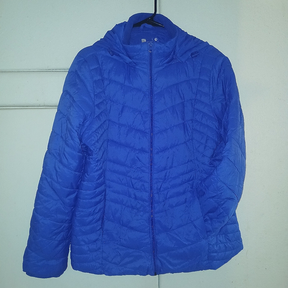 Blue puffer jacket